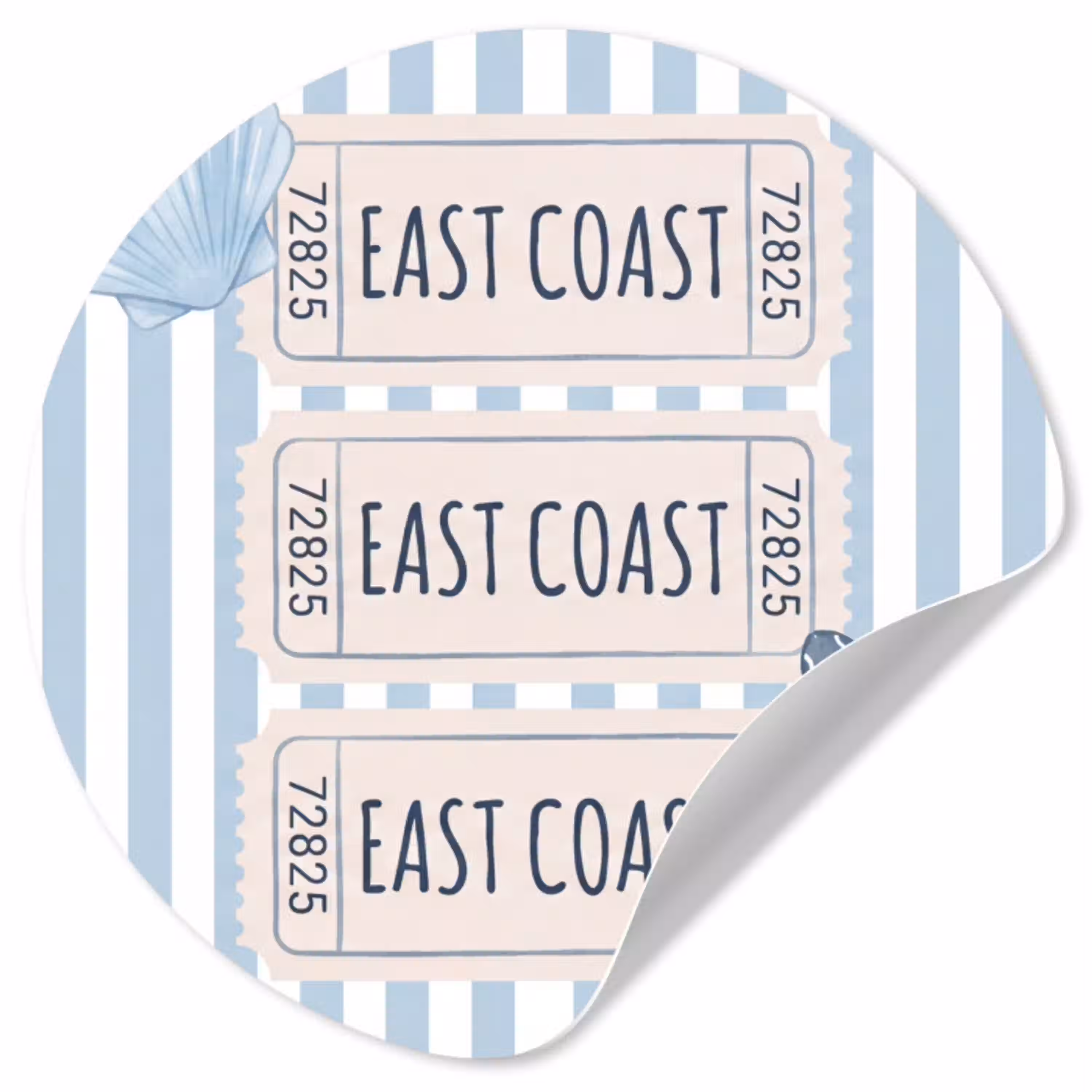 Schelp - Oceaan - Kust - Blauw - Illustratie Wandcirkel behangsticker klein -3d