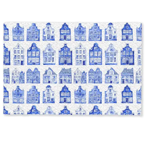 Patroon - Huizen - Blauw Deurmat klein 898 -zkaufland3d