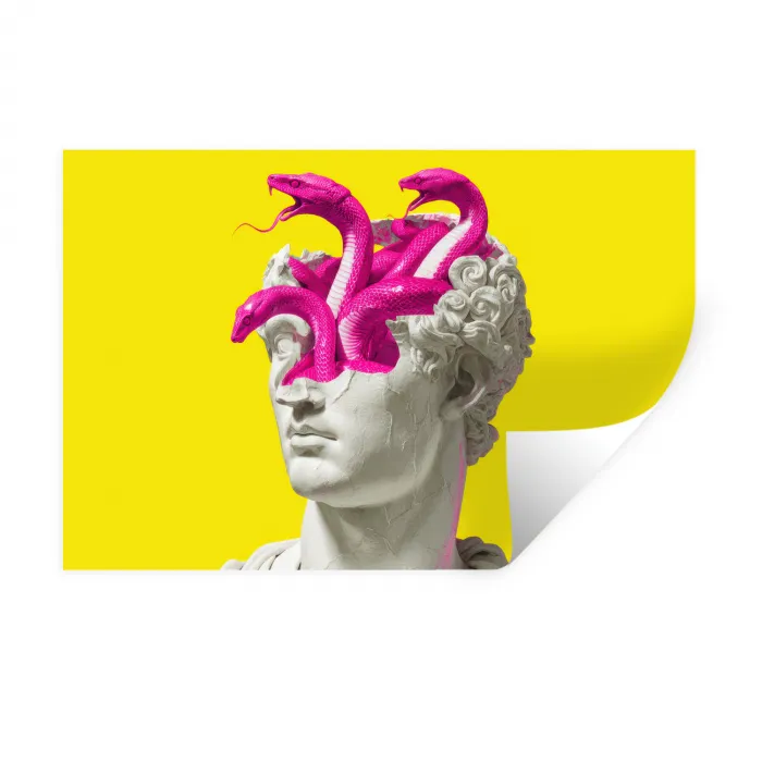 Buste - Slangen - Geel Muursticker klein -3d