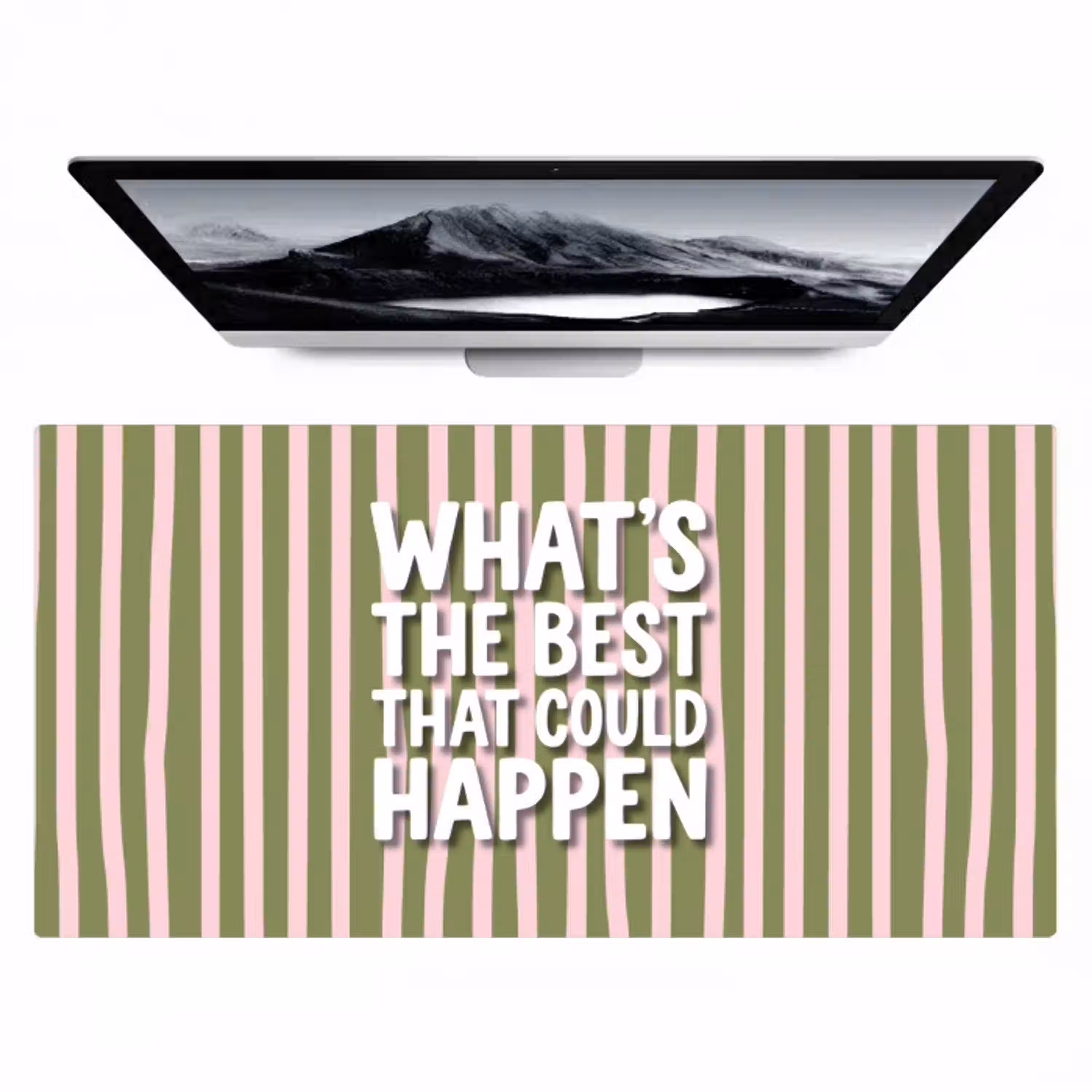 What's the best that could happen - Strepen - Groen - Roze Muismat XXL klein -zzz3d