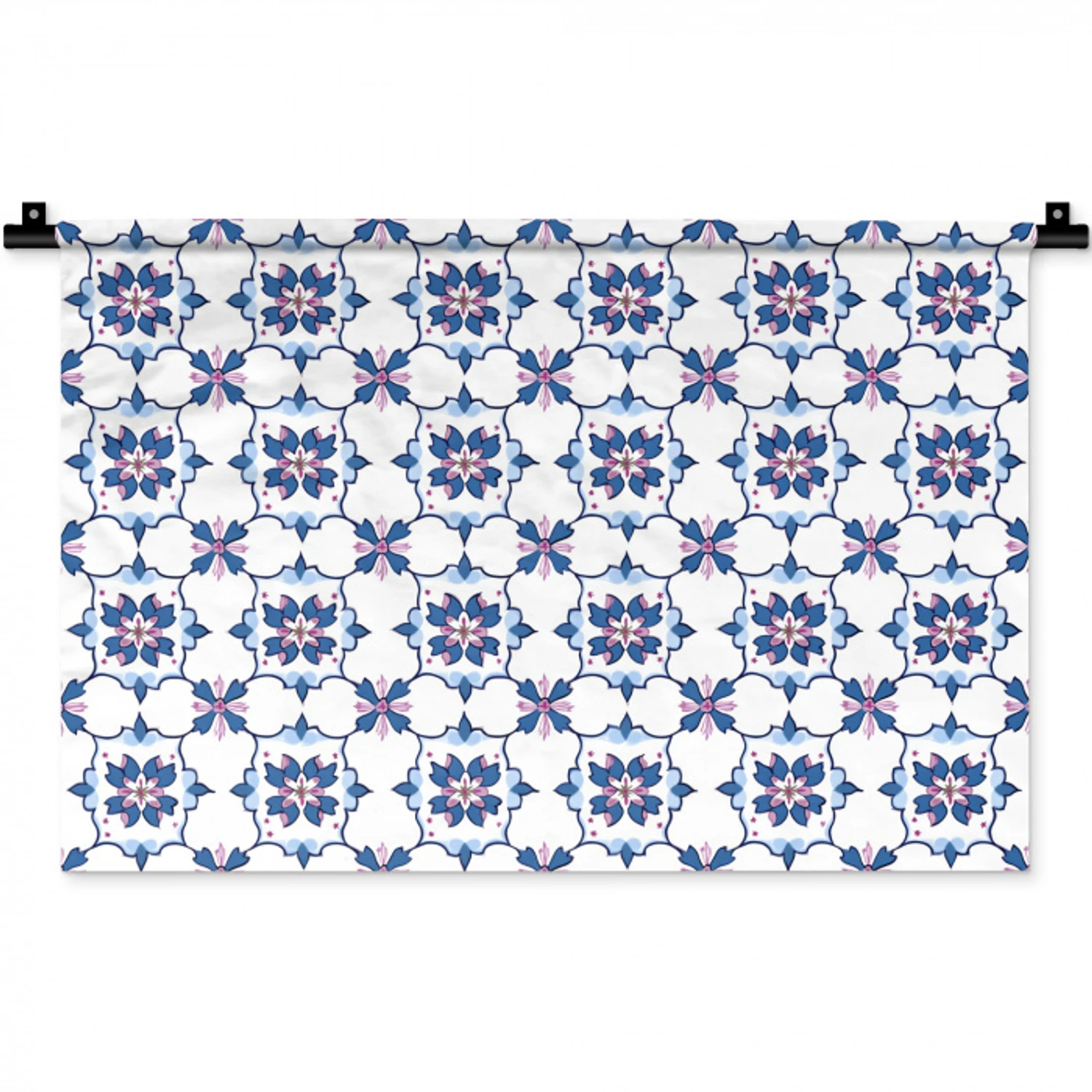 Modern - Patroon - Blauw - Roze Wandkleed katoen klein 269 -zz3d