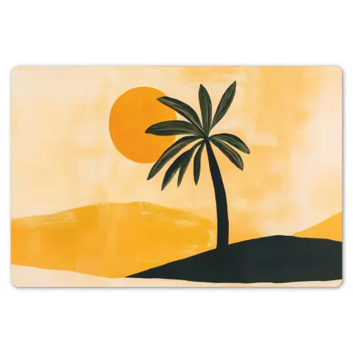 Illustratie - Palmboom - Zon - Heuvels Placemat vinyl groot -zzsfeer1_Kitchenyeah-website