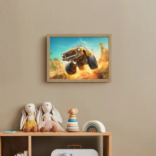 Monstertruck - Kind - Jongen - Auto Light Box met batterij (Wandlamp kind) middel -sfeer2_kind