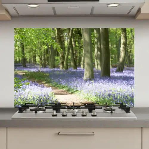 Bos - Pad - Bloemen - Paars - Groen - Natuur keuken achterwand spatscherm klein -3d_website