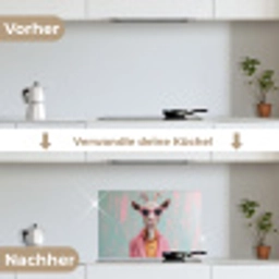 Zonnebril - Roze - Geit - Horen keuken achterwand spatscherm klein -voor_na_DE
