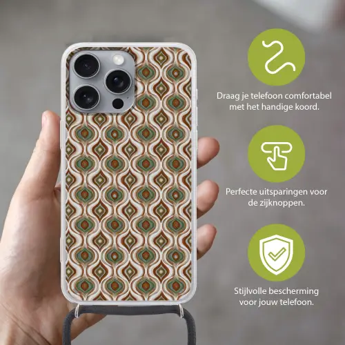 Motief - Patroon - Kleurrijk Hoesje iPhone 16 Pro Max met koord klein 804 -sfeer2_NL