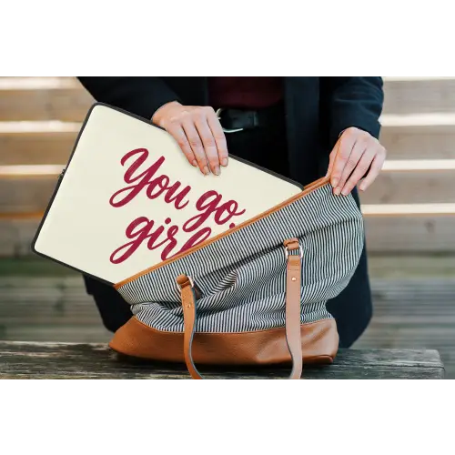 you go girl - Rood - Wit laptophoes neopreen klein -tas