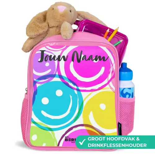 Kleurrijke glimlachexplosie Kinderrugzak - Roze middel -inhoud_NL