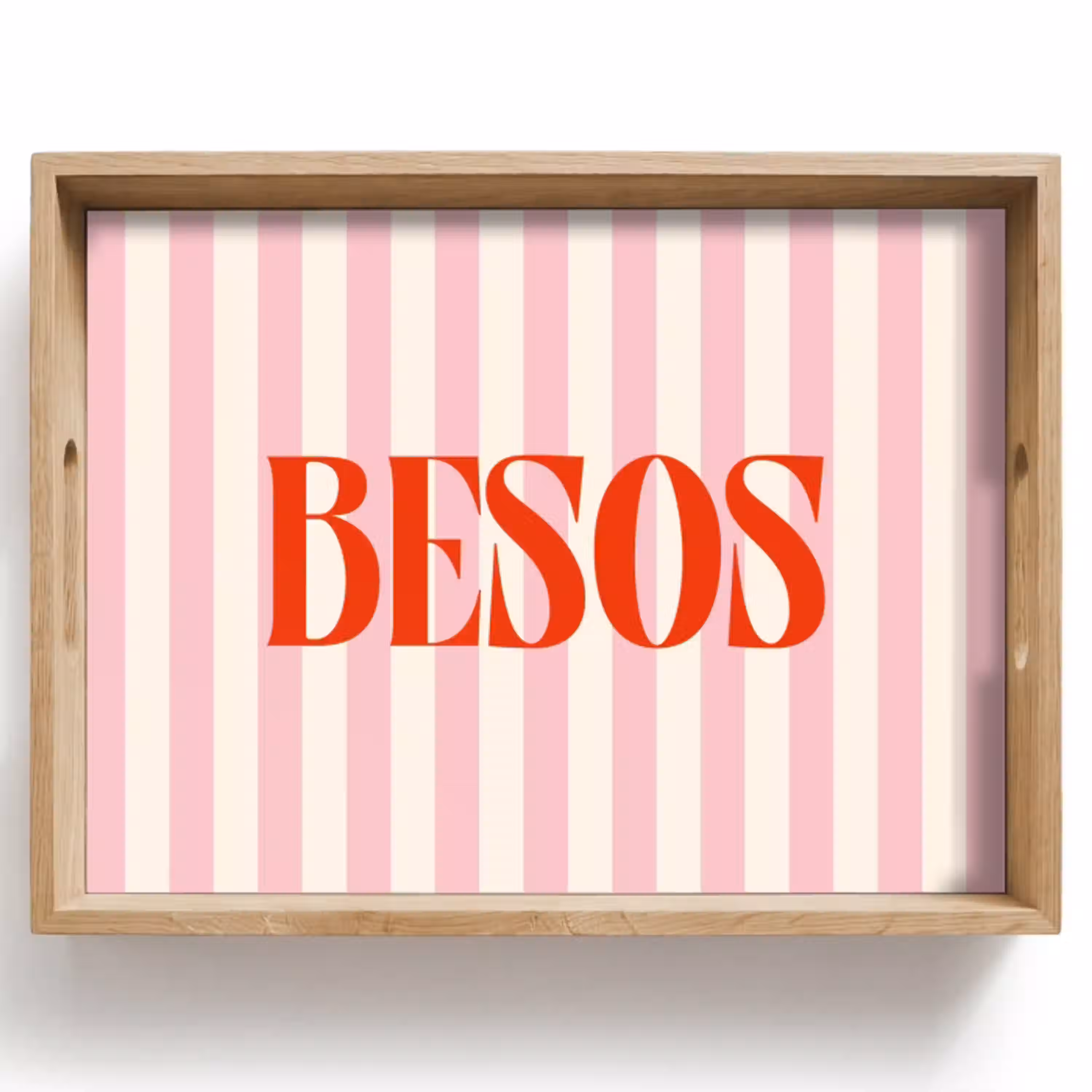 Zachtroze - Rood - Strepen - Besos Dienblad Rechthoek middel -z3d_shopping