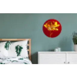 Bloem - Goud - Glazen Wandcirkel aluminium klein -slaapkamer