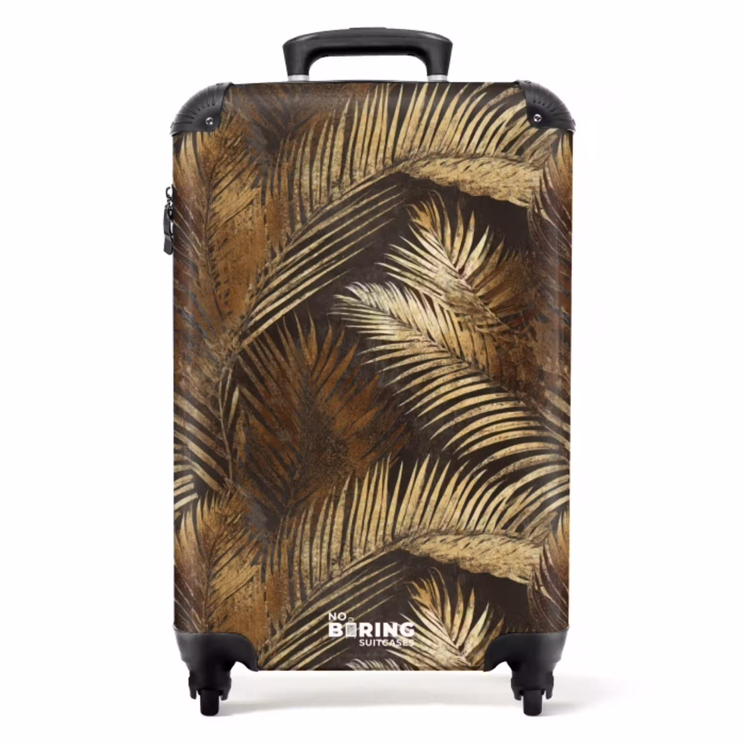 Tropisch - Bladeren - Goud NBS - Handbagage koffer - Volwassenen Unisex middel -productfoto_recht