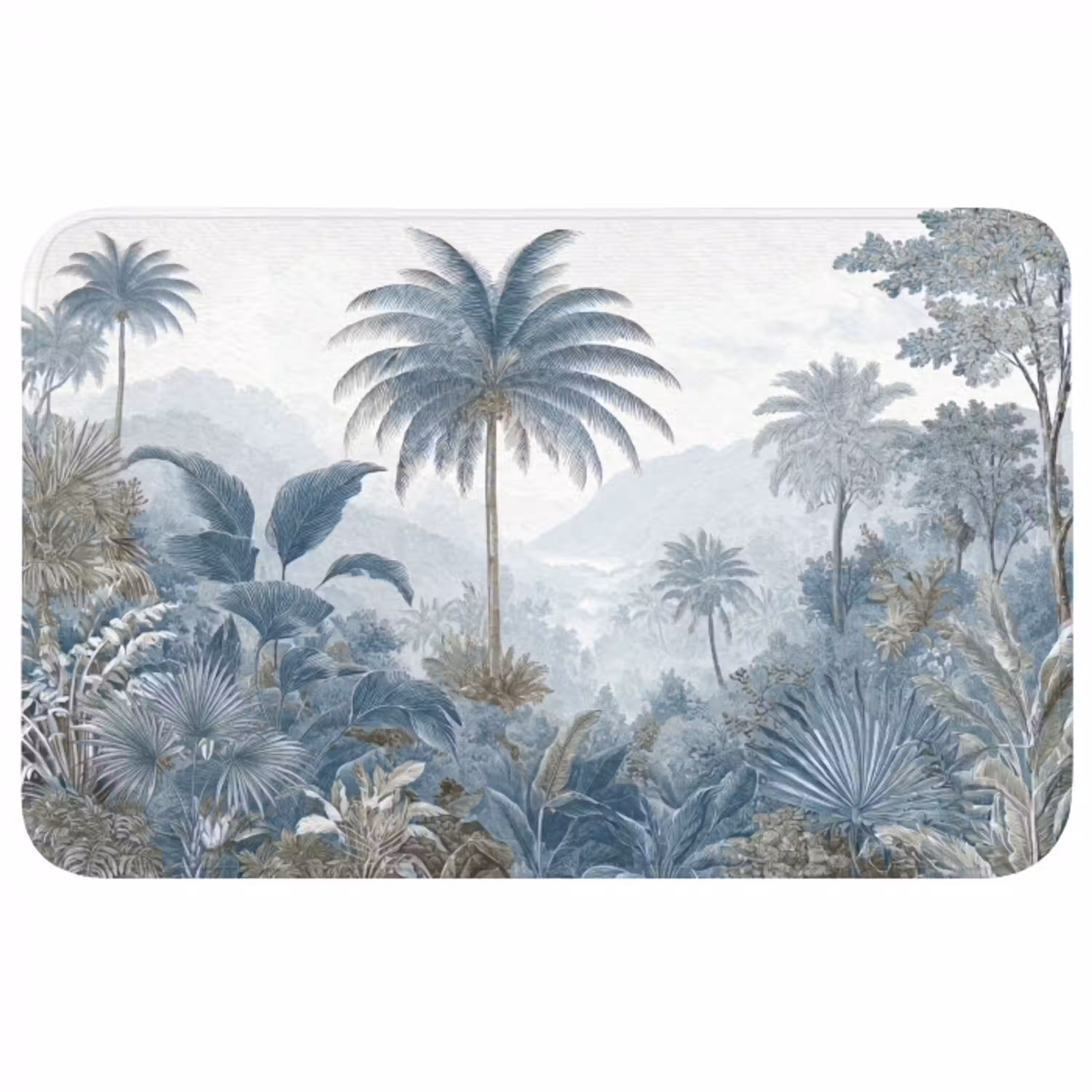 Jungle - Modern - Blauw - Groen WCmat middel -3d