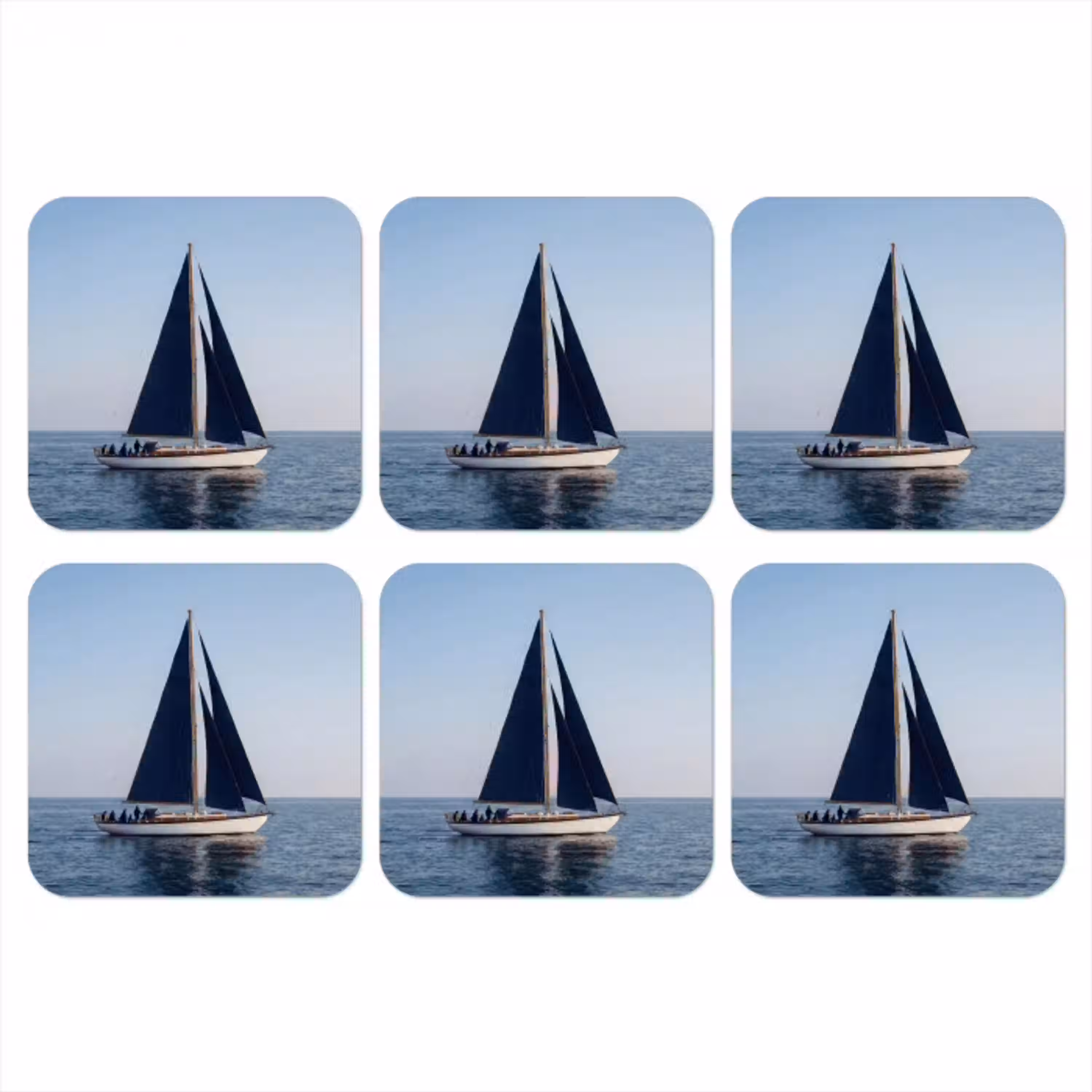 Zeilboot - Zee - Blauw onderzetter kurk middel -3d
