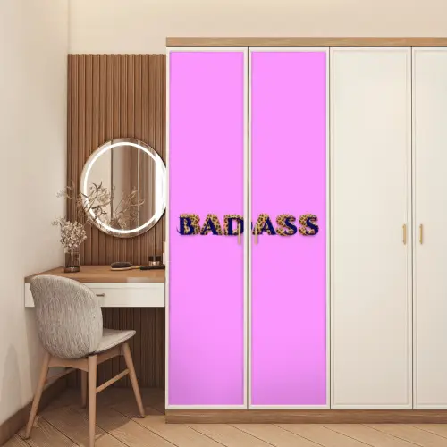 Felroze - Badass - Panterprint - Schaduw deurposter klein -sfeer3