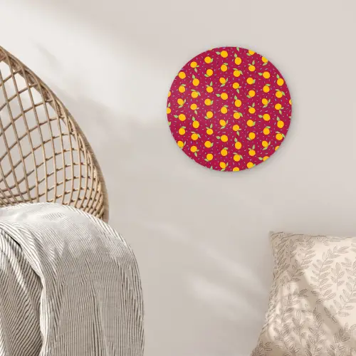 Rood - Donker - Patroon - Sinaasappels Wandcirkel kunststof plaat 5mm dik klein 188 -sfeer5