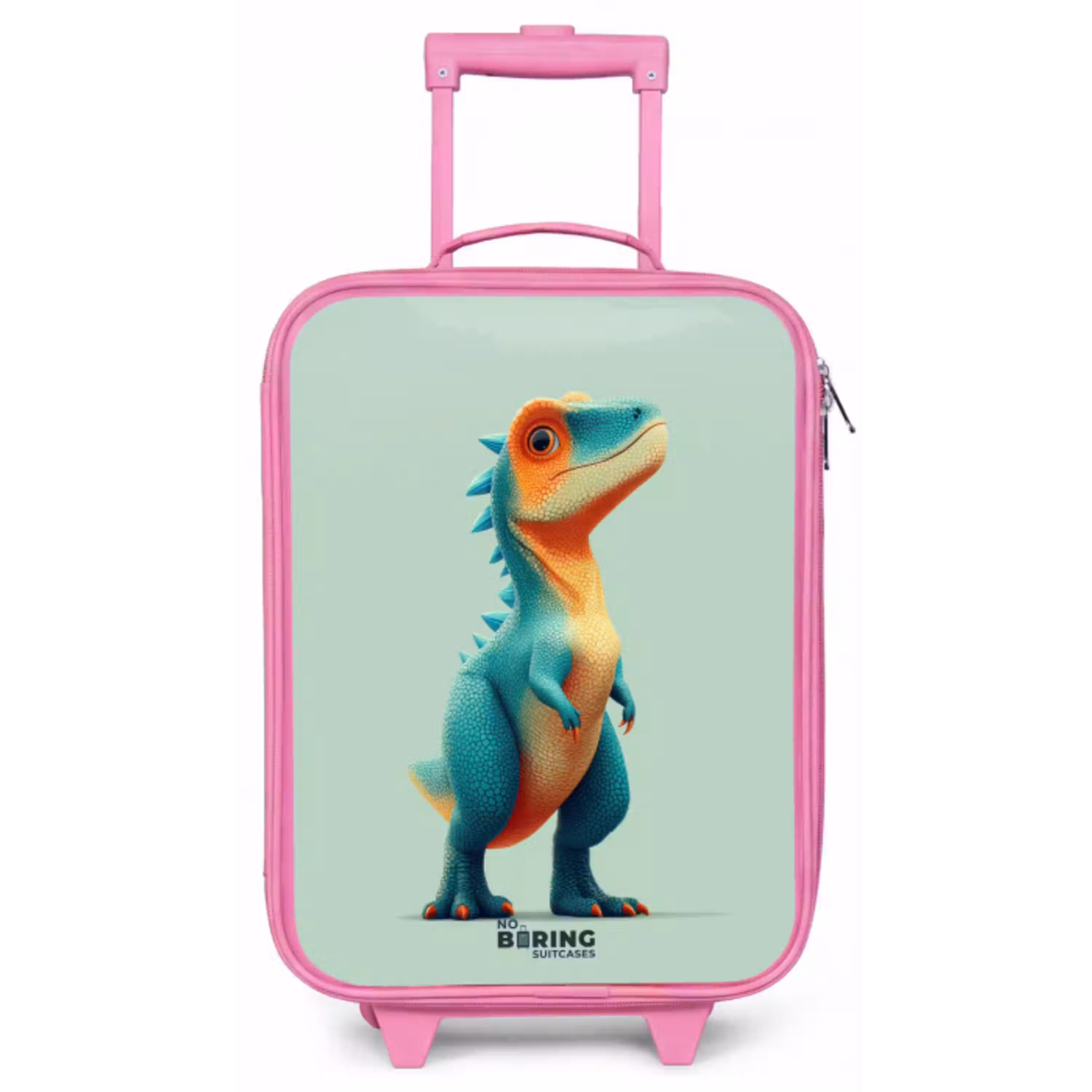 Stoere dino met grote ogen Kinderkoffer - Roze klein -zz3dotto