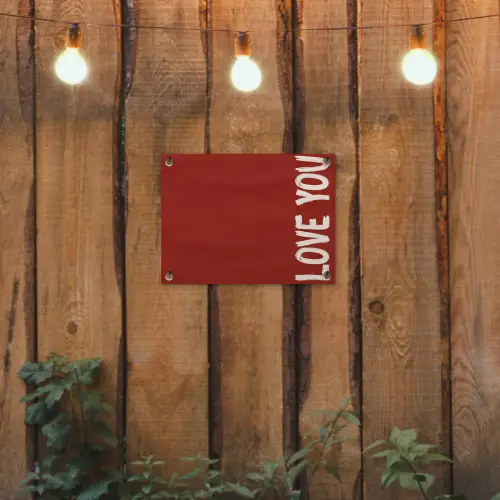 Schuin - Loveyou - Rood tuinposter los doek klein -sfeer1