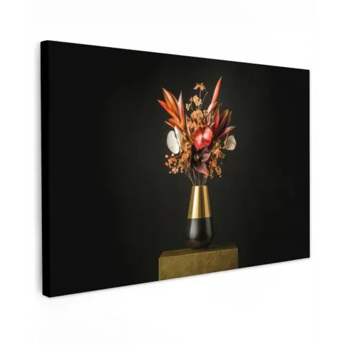 Exotisch - Boeket - Vaas - Goud Tuinposter op houten frame 2 cm dik klein -3d