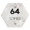 Beige marmer - Traditioneel Naambord Hexagon klein -3d