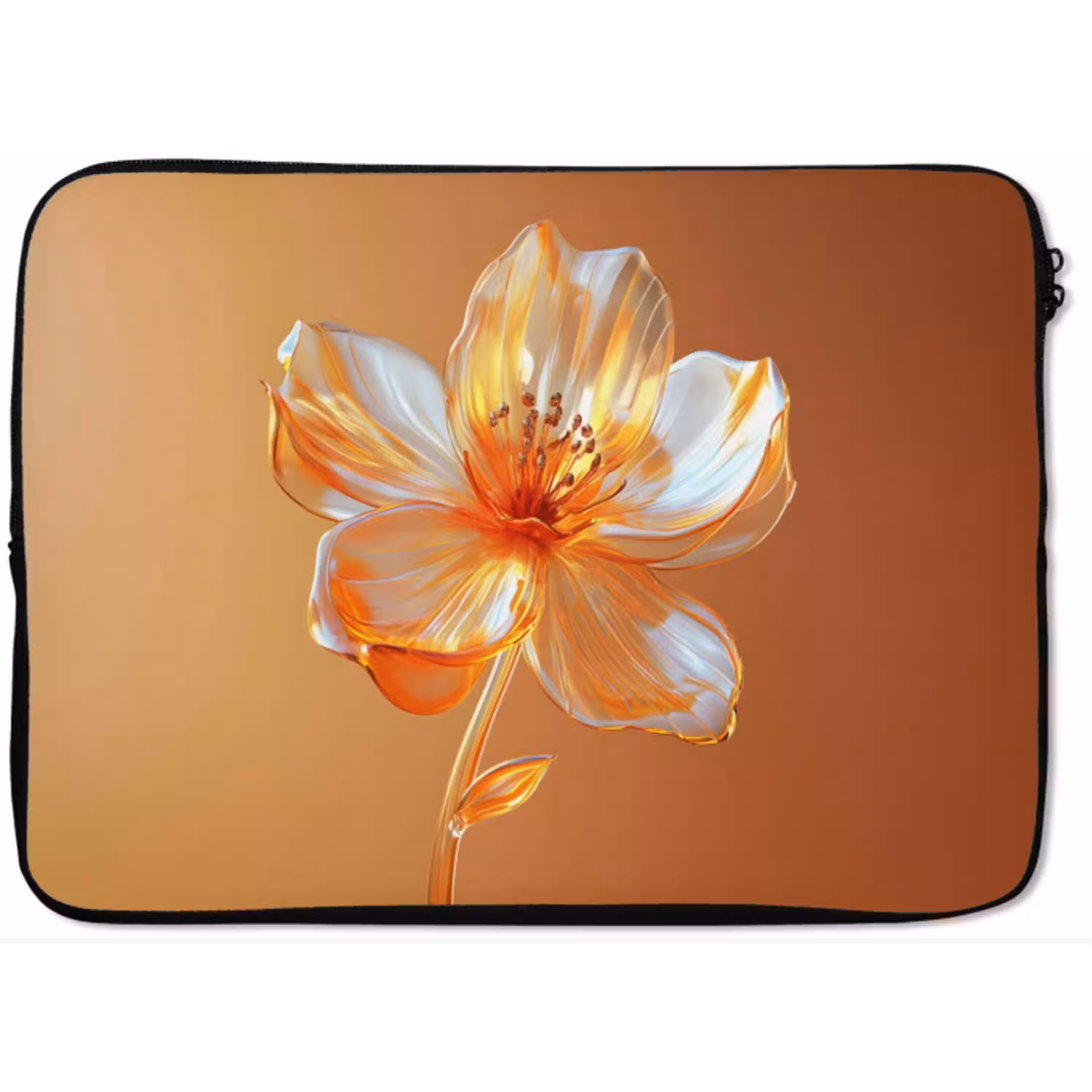 Glazen - Bloem - Oranje laptophoes neopreen klein -zkaufland3dotto