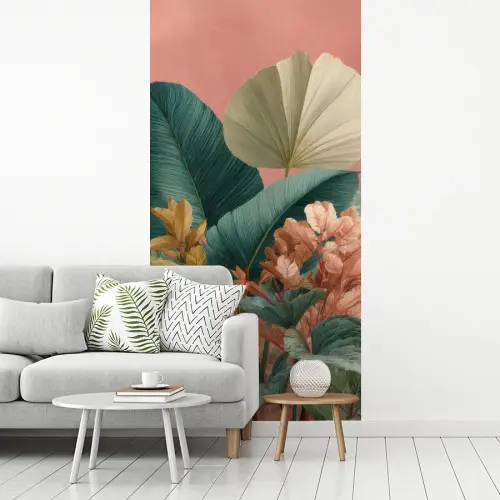 Tropische bladeren - Bloemen - Roze - groen fotobehang vinyl groot -woonkamer