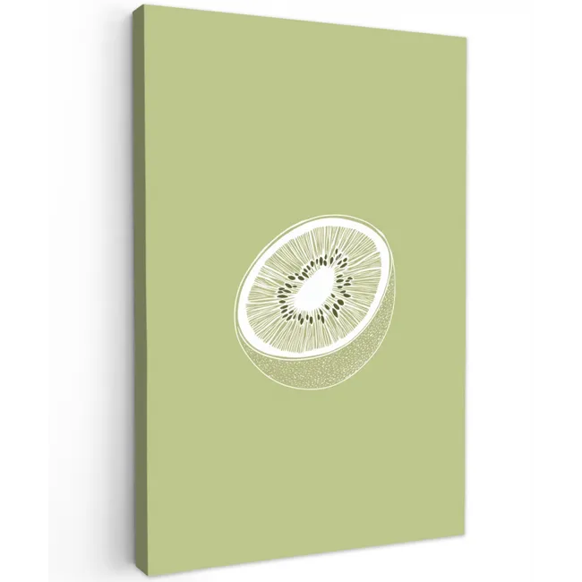 Kiwi - Lijntekening - Minimalistisch - Groen Tuinposter op houten frame 2 cm dik klein -3d