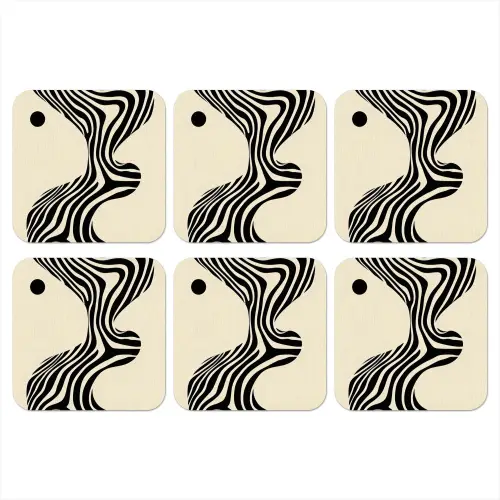 Beige - Lijnen - Golvend -  Abstract onderzetter kurk middel -3d