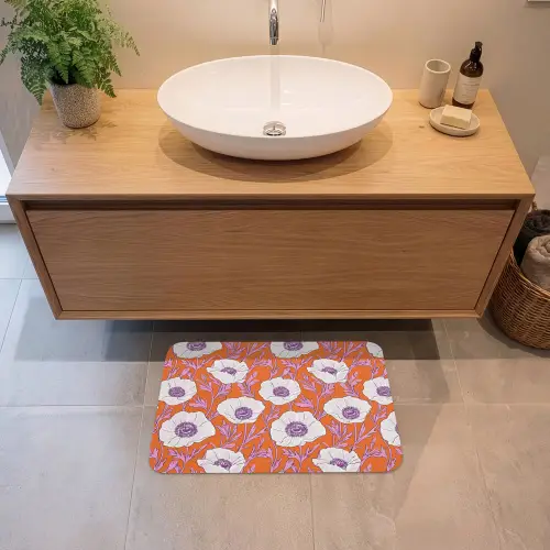 Bloemen - Grafisch - Oranje Badmat klein 997 -sfeer1