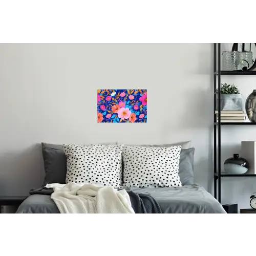 Bloemen - Blauw - Roze Muursticker klein -slaapkamer
