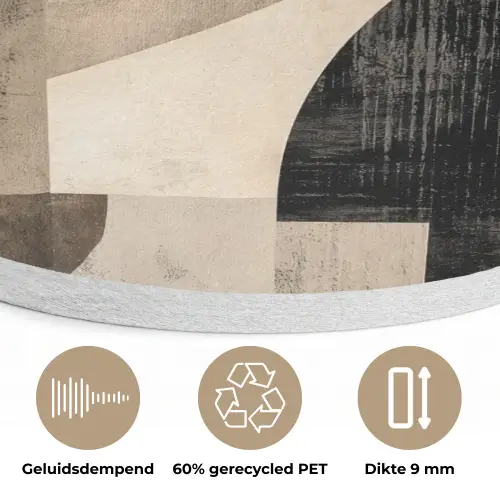 Abstract - Vormen - Modern - Beige Akoestische PET Vilt - Rond klein -closeup_NL