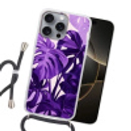 Bladeren - Paars - Tropisch - Abstract Hoesje iPhone 16 Pro Max met koord klein -sfeer1