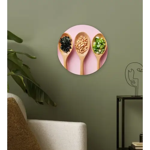 Ingrediënten - Lepels - Hout - Roze Wandcirkel plexiglas klein -sfeer3