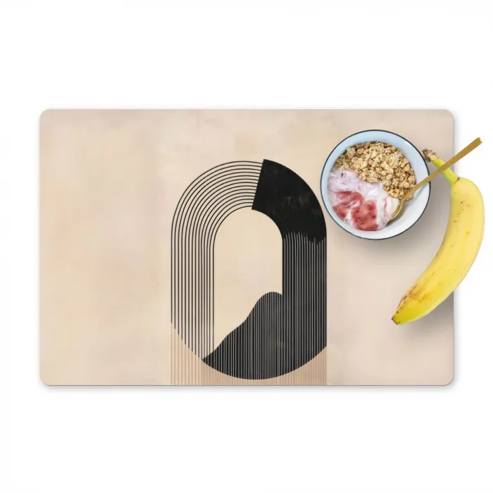 Grafisch gebogen motief - Beige Placemat vinyl groot -zzzproduct_Kitchenyeah-website
