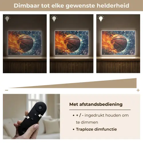 Basketbal - Vuur - Sport - Blauw - Oranje Light Box met batterij (Wandlamp kind) middel -USP_dimbaarNL