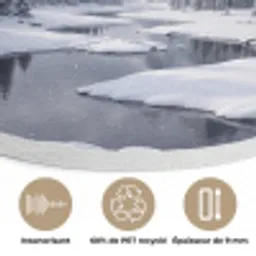 Sneeuwlandschap - Bergen - Rivier - Winter Akoestische PET Vilt - Rond klein -closeup_FR