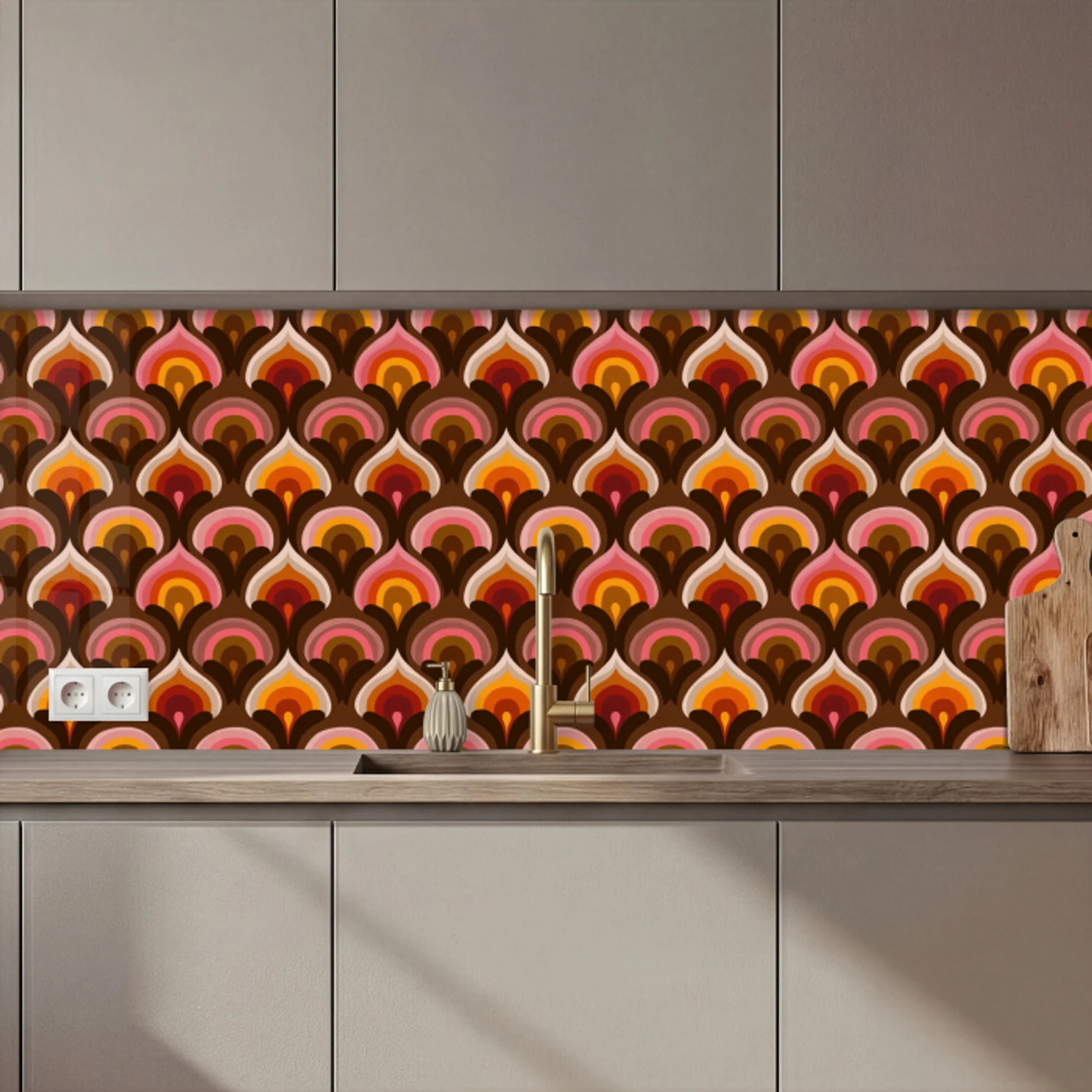 Patroon - Retro - Kleurrijk keuken achterwand 2 middel 871 zz_3dshopping