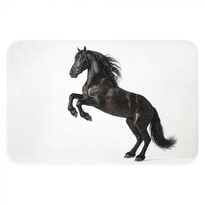 Zwart - Paard - Portret Badmat klein -3d