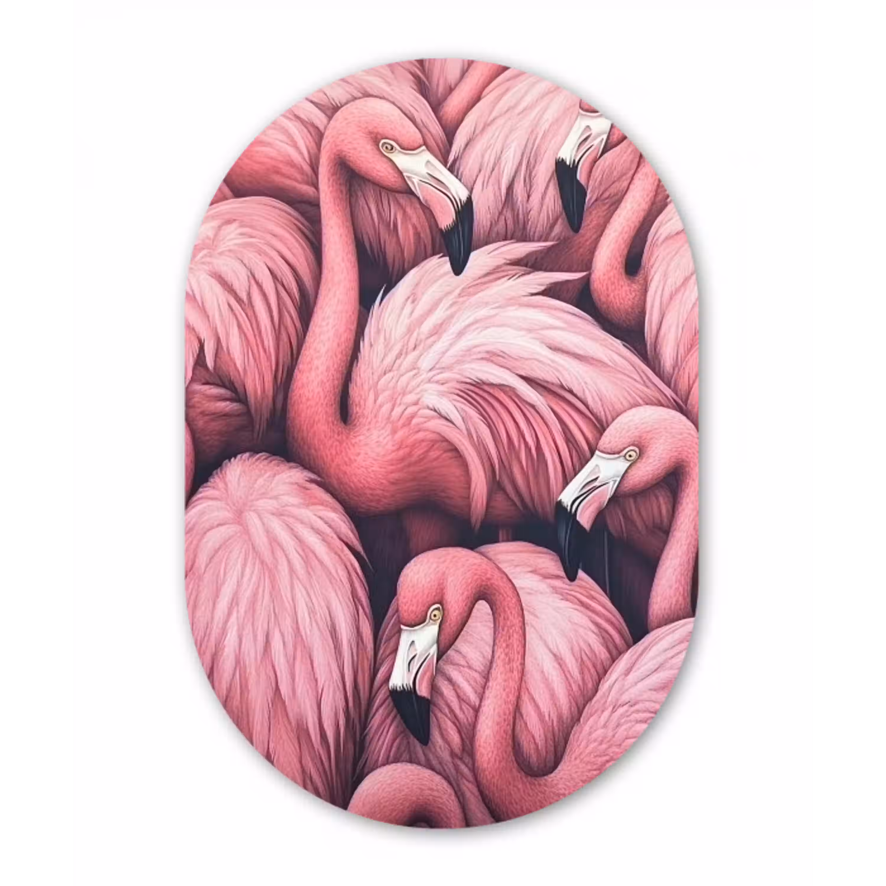 Flamingo - Roze - Dieren Wandcirkel Ovaal Glas middel -3d