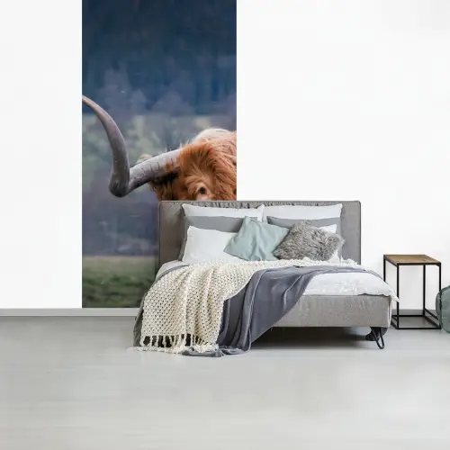 Schotse Hooglander - Koeienkop - Landschap - Natuur - Koe fotobehang vinyl groot -slaapkamer