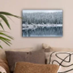 Bos - Reflectie - Meer - Winter - Serene canvas 2cm klein -sfeer1