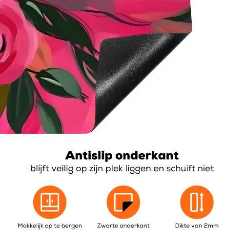 Bloemen - Verf - Roze Inductie beschermer vinyl 3mm klein -zzzzzzz-td-onderkant