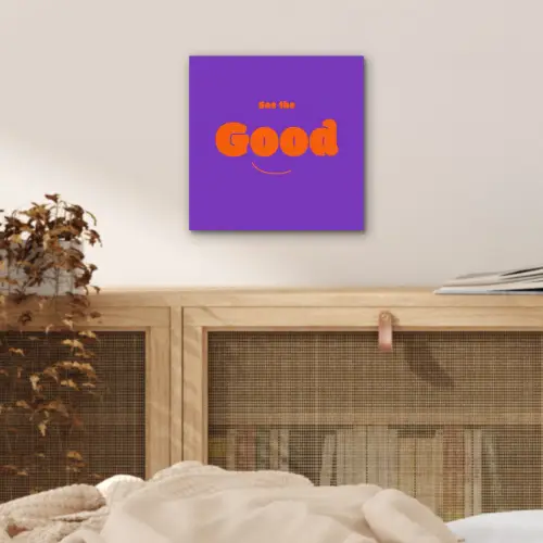 See the good - Oranje - Paars - Smiley aluminium wit klein -sfeer3