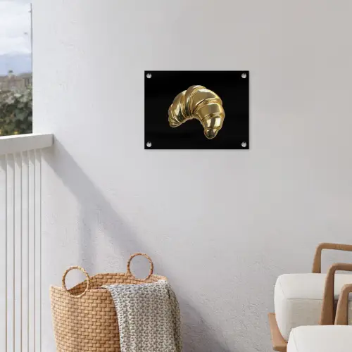 Croissant - Brood - Goud - Zwart tuinposter los doek klein -sfeer8