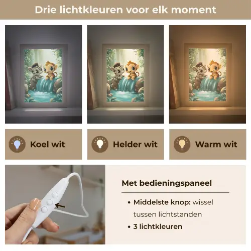 Zebra - Aap - Cartoon - Waterval Light Box met kabel klein -USP_lichtkleurNL