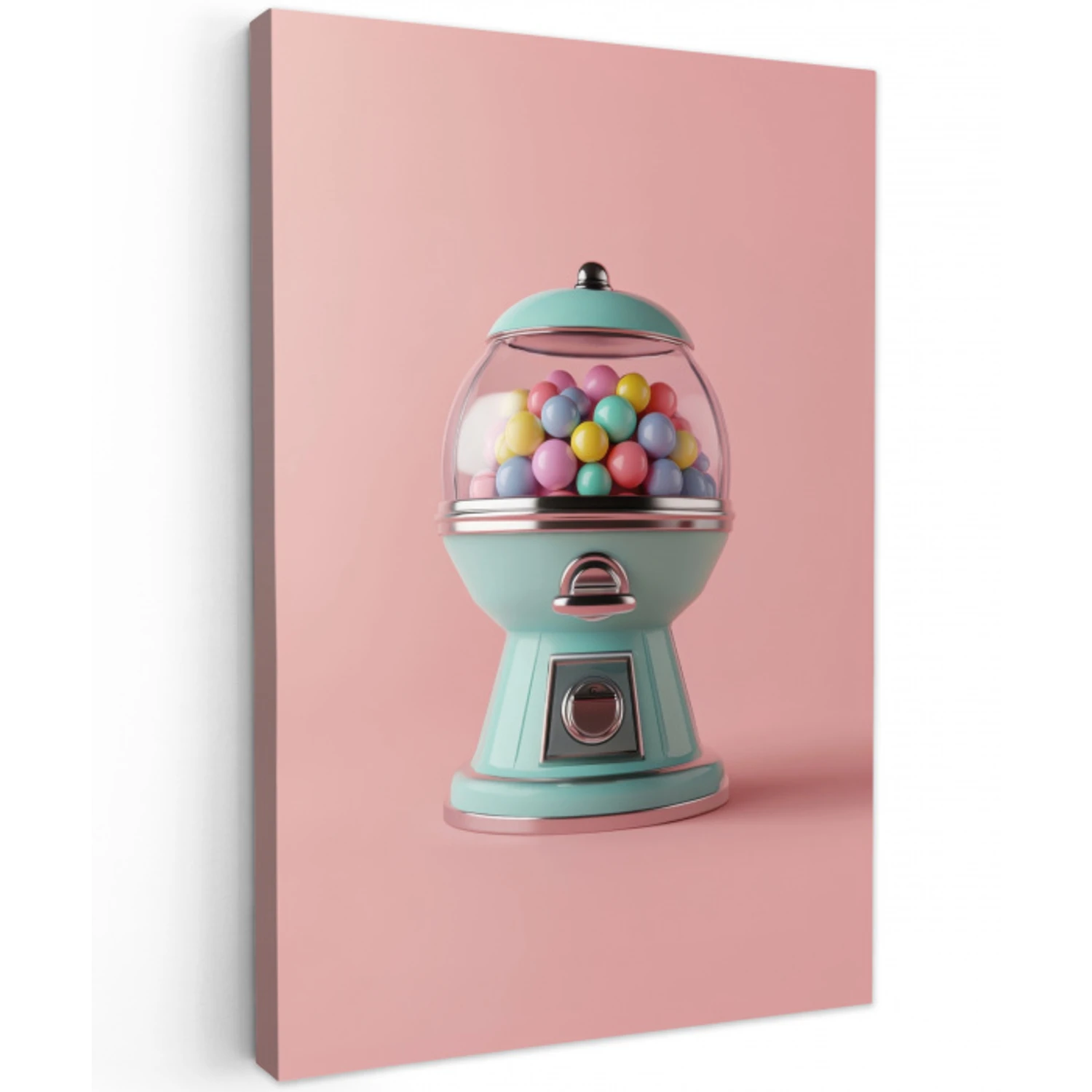 Kauwgom - Retro - Snoep - Roze Tuinposter op houten frame 2 cm dik middel -3d