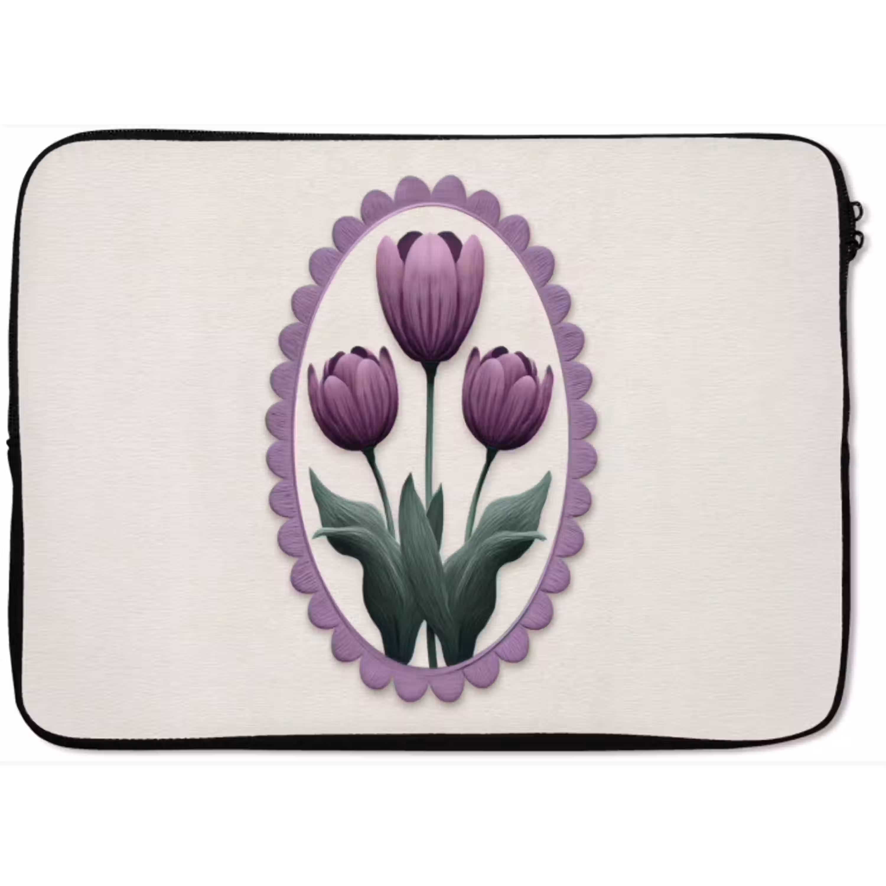 Tulpen - Paars - Lijst - Bladeren laptophoes neopreen klein -zkaufland3dotto