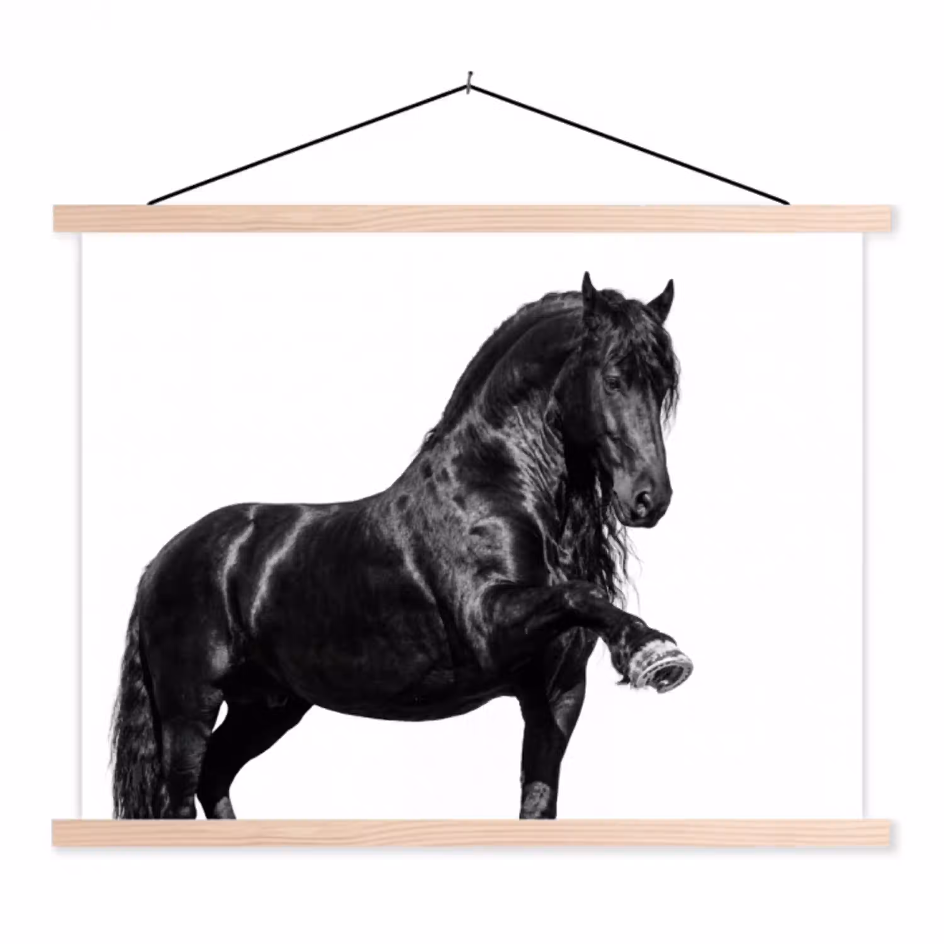 Fries - Hengst - Modern textielposter latten blank klein -3d