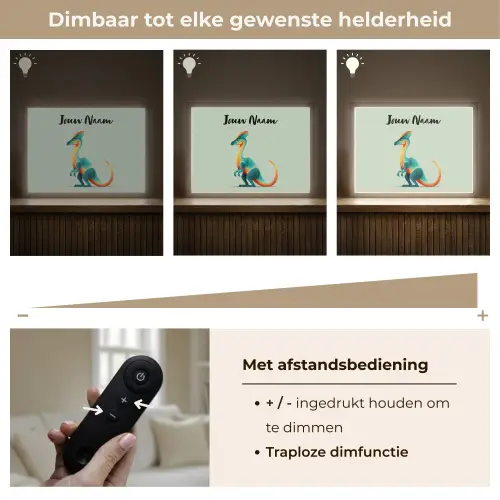 Dino - Cartoon - Oranje - Poten Light Box met batterij (Wandlamp kind) middel -USP_dimbaarNL