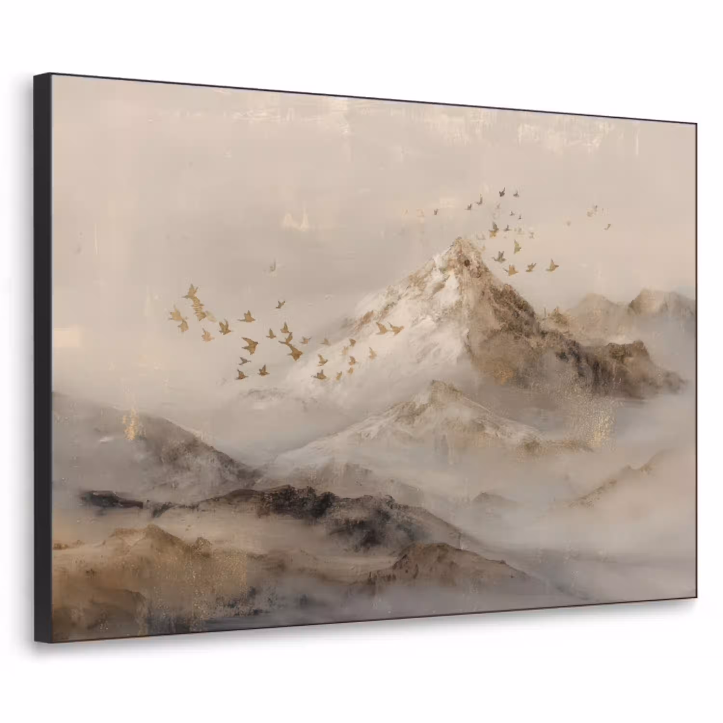 Berglandschap - Mist  - Penseelstreken Textielframe - compleet frame klein -3d