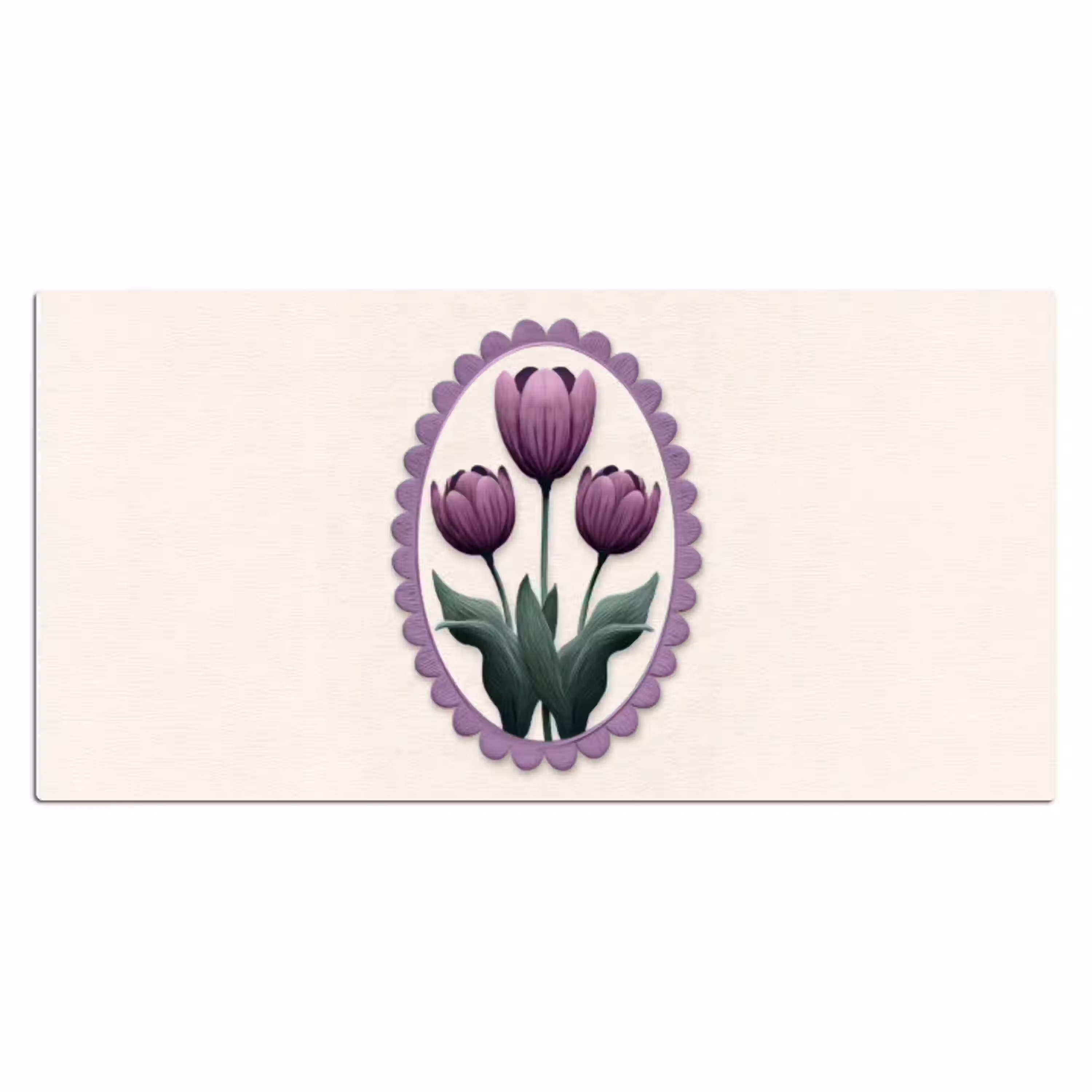Tulpen - Paars - Lijst - Bladeren Muismat XXL klein -3d_leeg